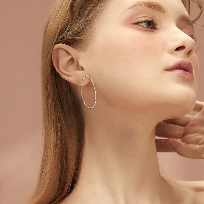 POPLYKE 925 Sterling Silver Circle Endless Hoop Earrings for Women (60MM Hoop Earrings) - Image 3